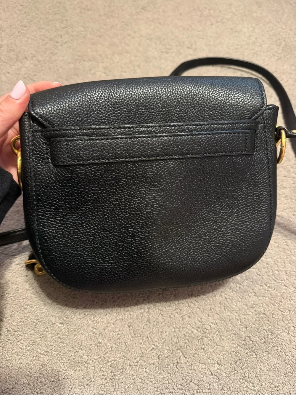 Tory Burch Black Leather Crossbody with Gold Logo Medallion